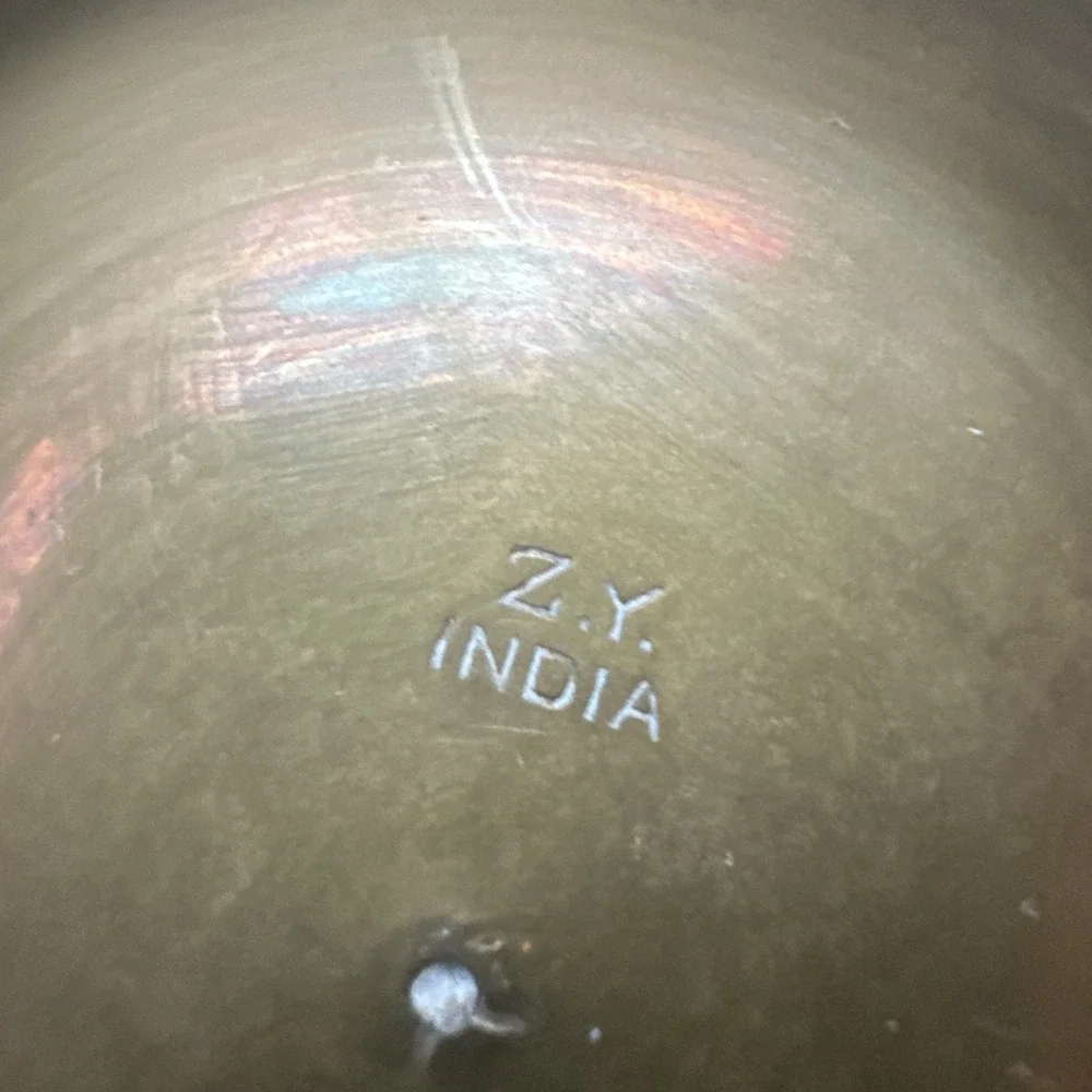 Vintage Z.Y. India Brass Bowl Brass Etched Pedestal